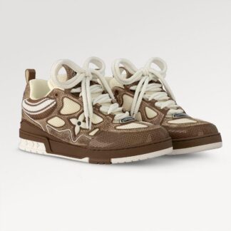 Tenis LV carmelitas con patrones blancos